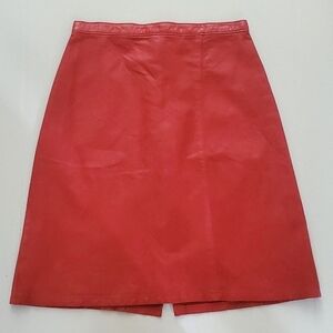 Vintage Tannery West red leather midi‎ skirt pencil bodycon western boho small 6